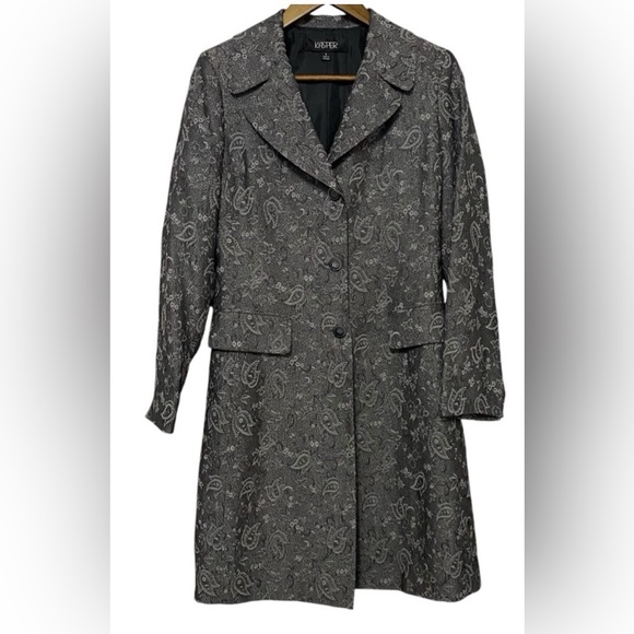 Kasper Elegant Gray Paisley Women's Coat Size 16 - Picture 2 of 10